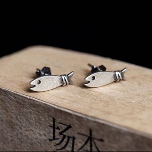 Halloween Sterling Silver 925 Little Fish Ear Studs Earrings